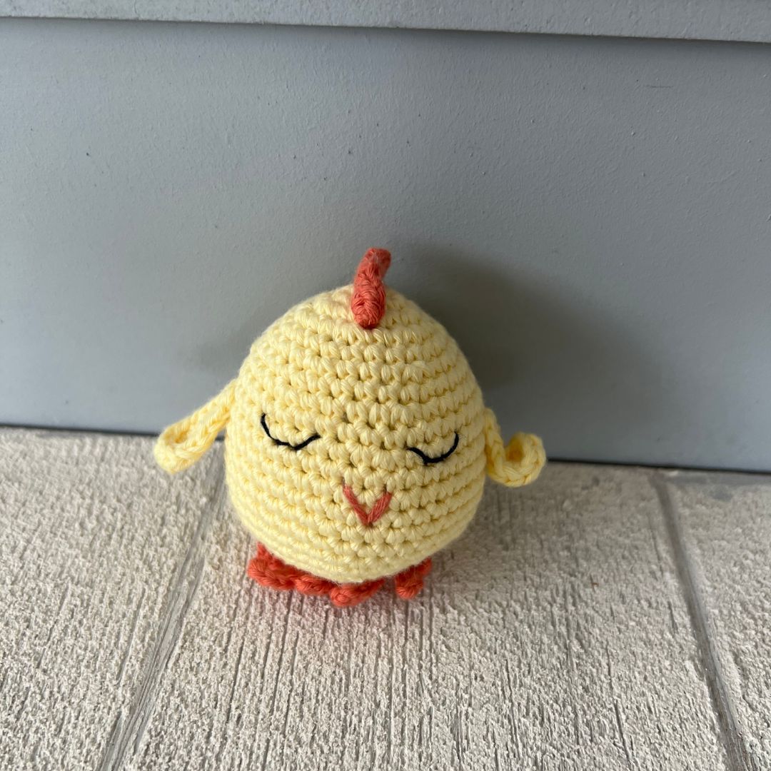 Sleepy Bird Yellow Rattle Organic Handmade Toys