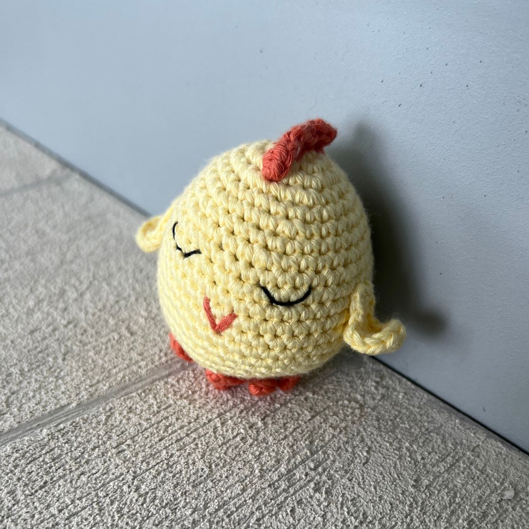 Sleepy Bird Yellow Rattle Organic Handmade Toys