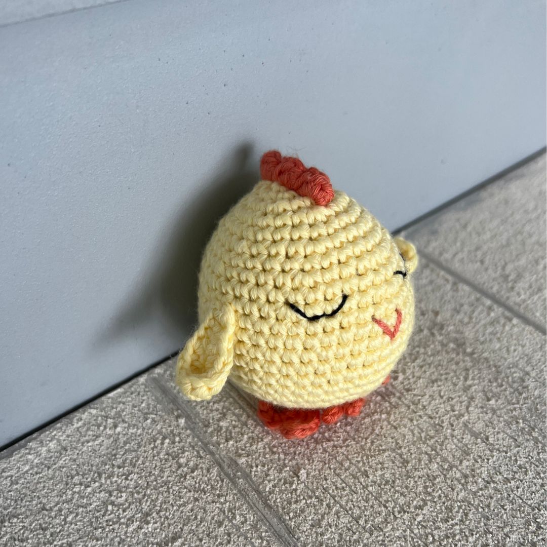 Sleepy Bird Yellow Rattle Organic Handmade Toys